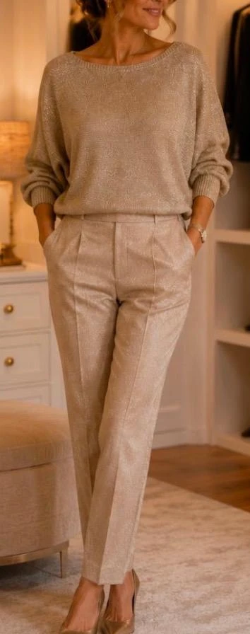 🎀 Gold knit sweater Made in Italy with neckline & satin bow on the back - one size – photo 2
